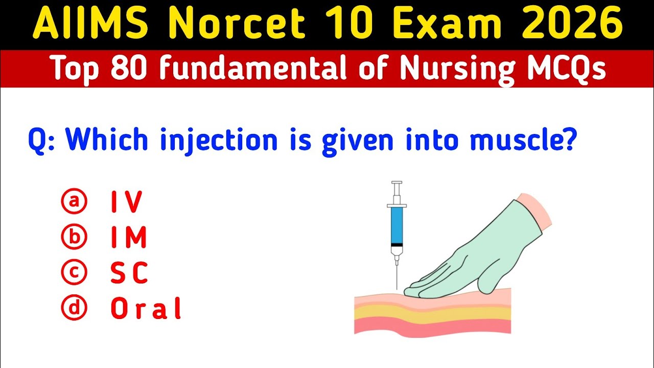 AIIMS NORCET 2026 🔥 Top 80 Fundamentals of Nursing MCQs | Most Expected Questions