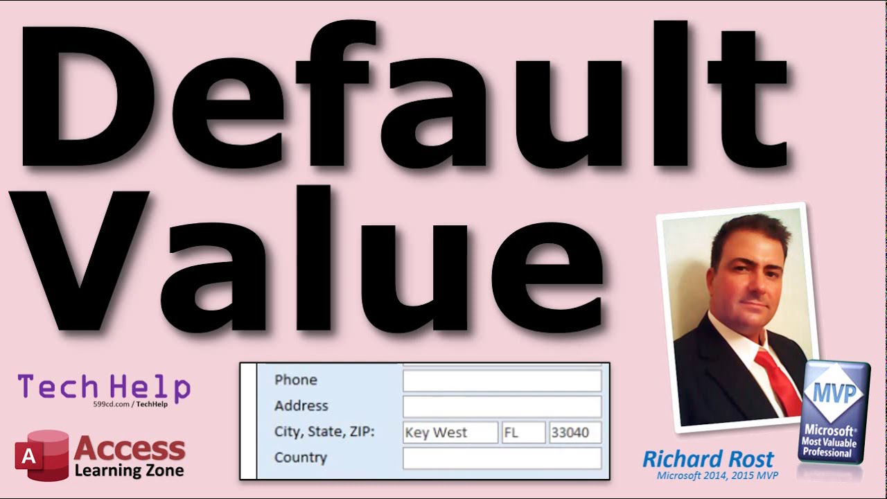 How to Set a Field's Default Value in Microsoft Access. Default City, State, Zip, Today's Date.