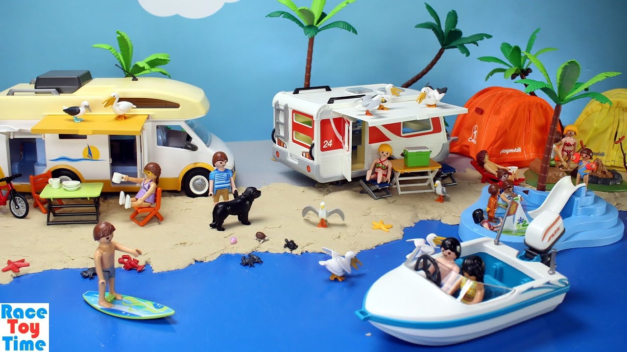 Playmobil Summer Fun Camper Playset - Camping at the Beach with Sea Animals Fun Toys For Kids