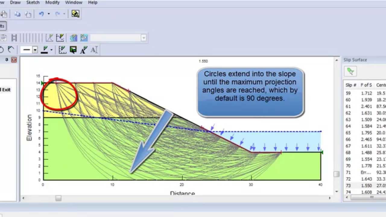 GeoStudio 2012: Entry and Exit Search Method in SLOPE/W