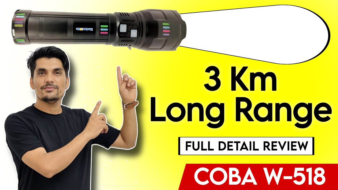 COBA W518 TORCH full detail review with testing || COBA W518  ￼best long range torch 3 km #torch 