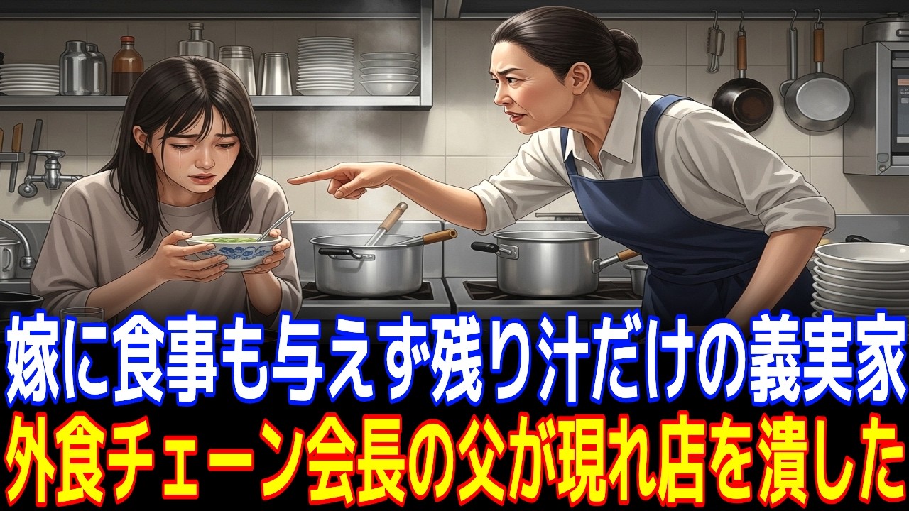 嫁に食事も与えず残り汁だけの義実家, 外食チェーン会長の父が現れ店を潰した