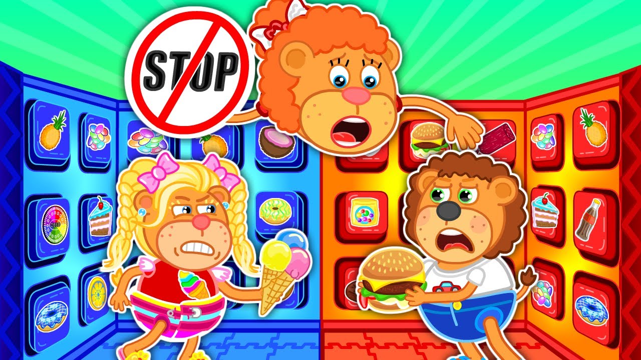 Don't Plays Hot vs Cold Food with 100 Mystery Buttons Kids Stories | Lion Family | Cartoon for Kids