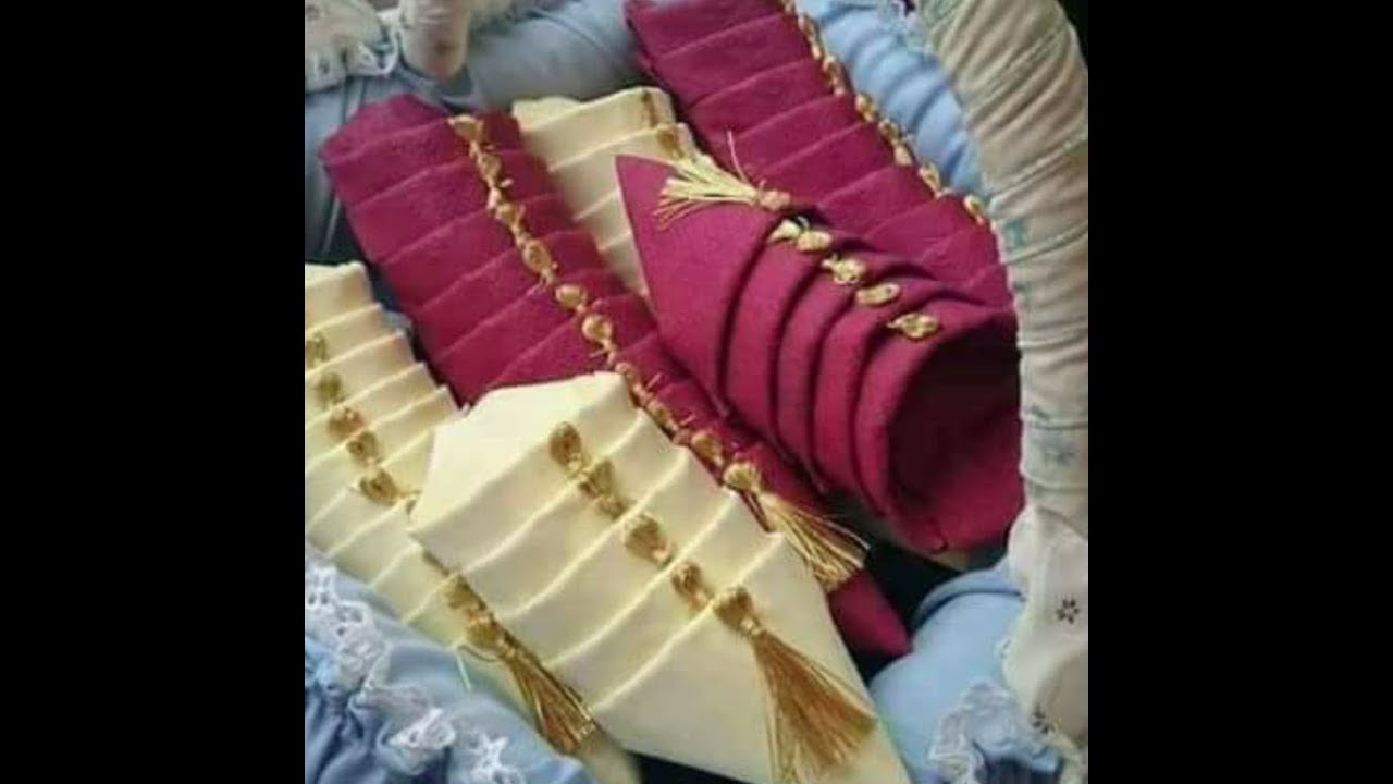طي المناديل علي شكل بليغة لحفلات الختان روووعة