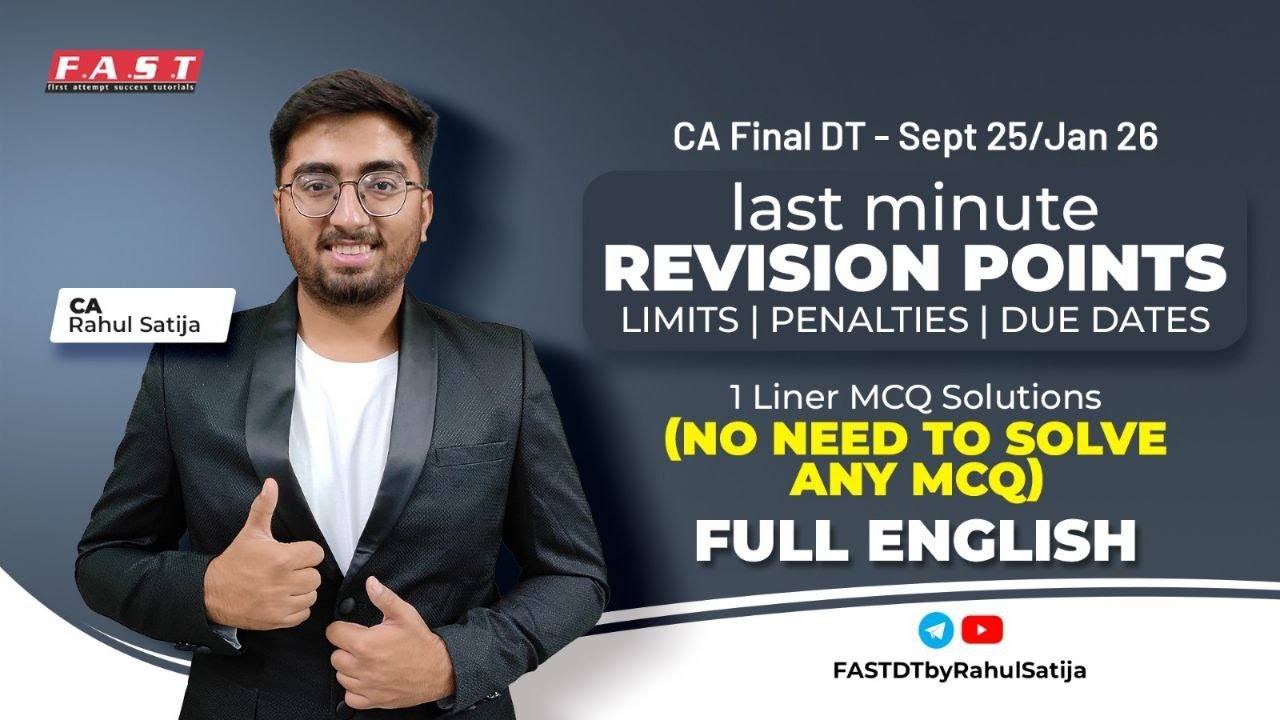 Full English 1 Liner MCQ Marathon | Last Minute Revision | MUST DO Points |CA Final DT Sep25/Jan-26