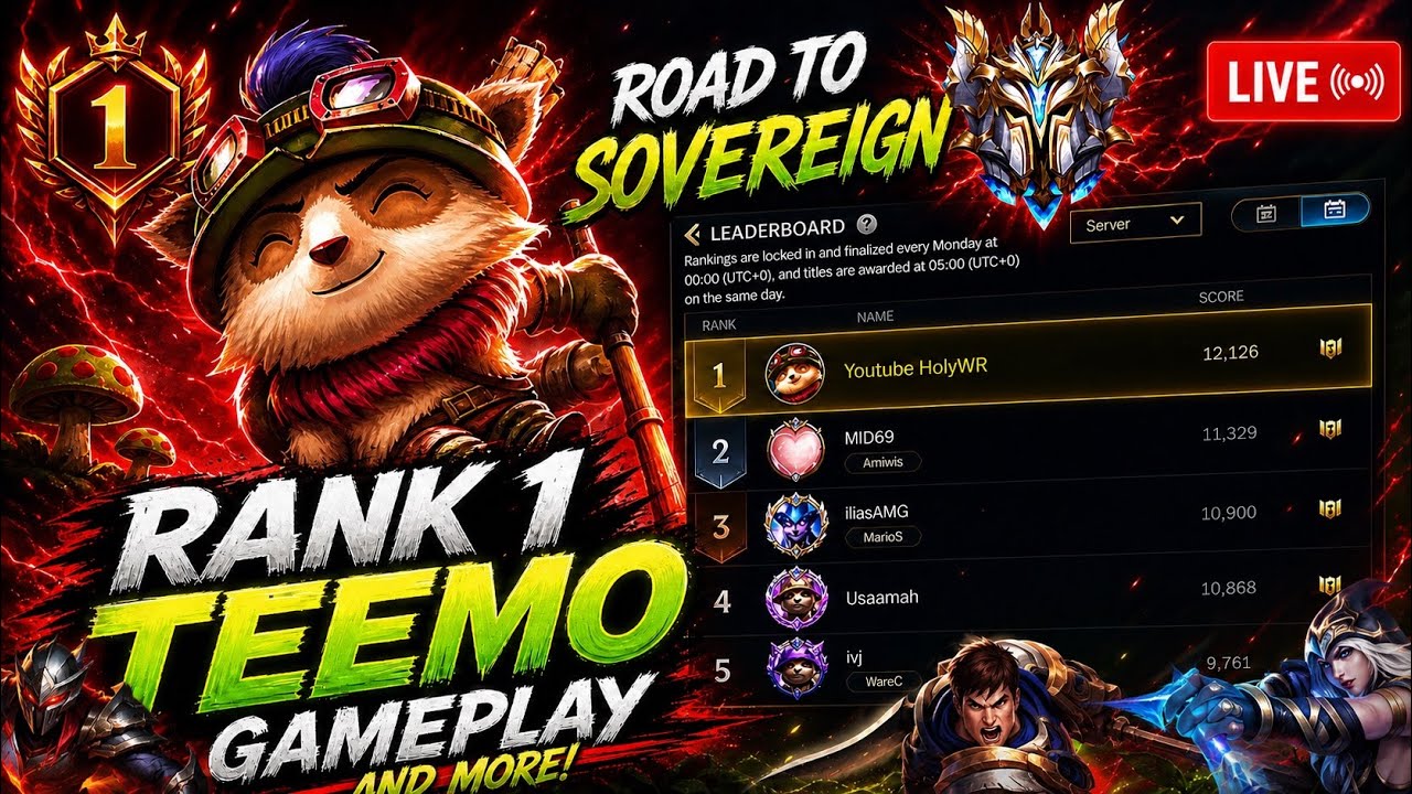 LIVE Rank 1 Sovereign TEEMO HIGH ELO Wild Rift gameplay