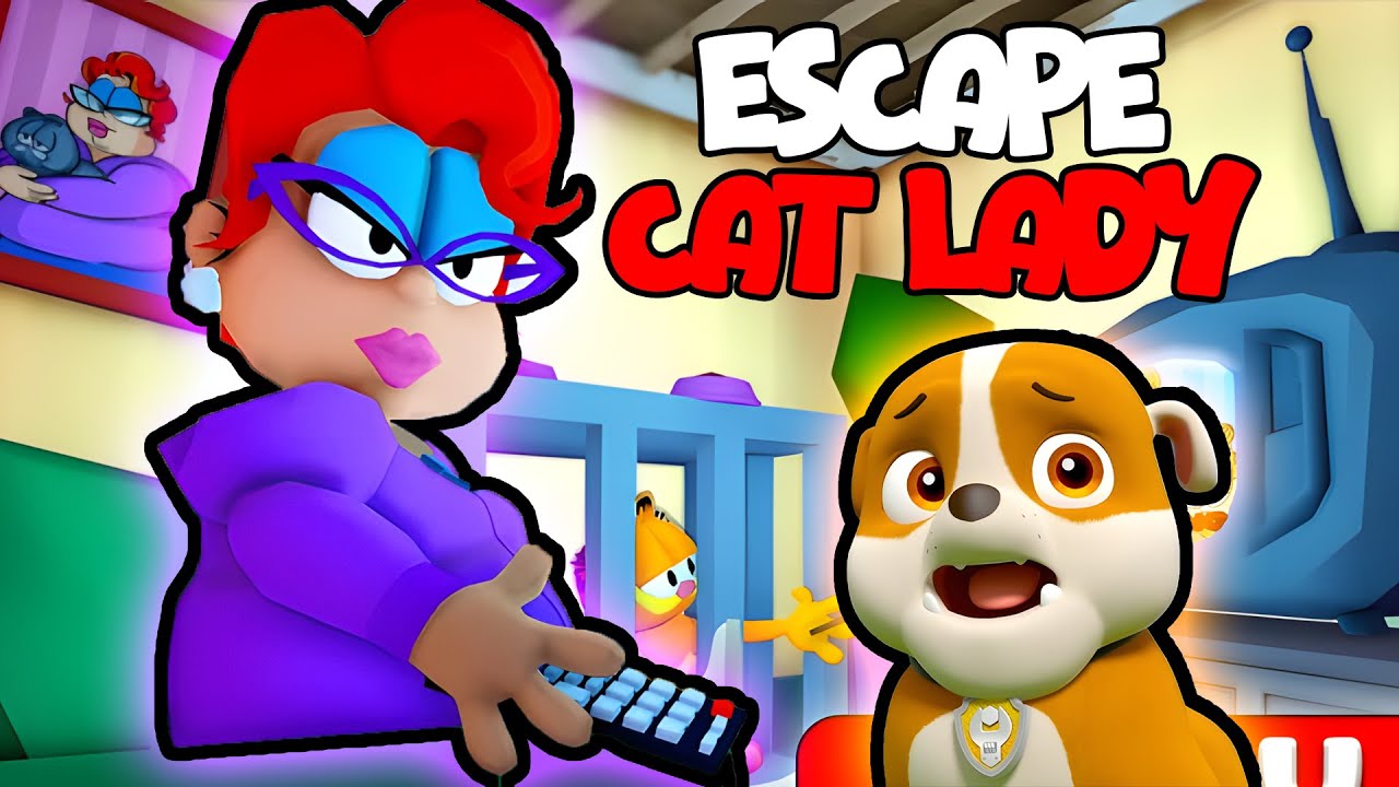 ESCAPE CRAZY CAT LADY! (Obby) | Roblox Funny Moments | Rubble in Roblox #obby #roblox #garfield