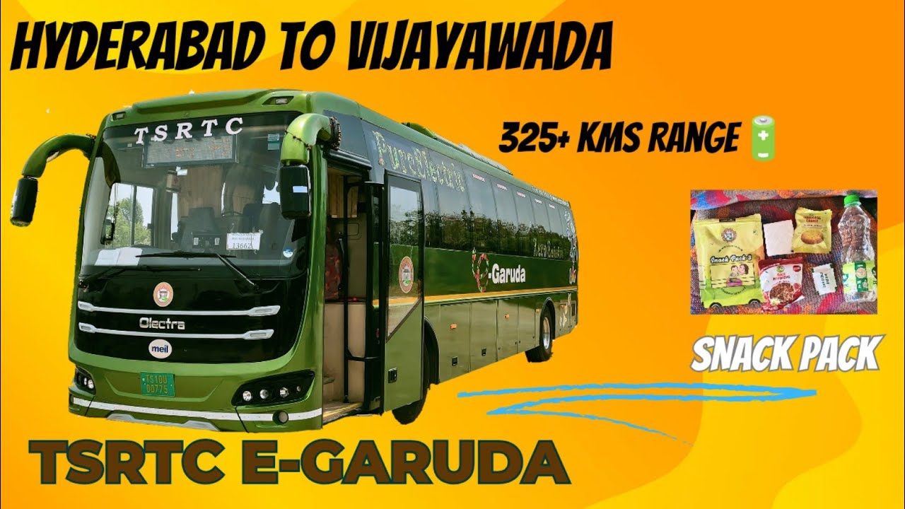 TSRTC's ELECTRIC E-GARUDA BUS🔋 | 325+ KMS RANGE😲 | Hyderabad to Vijayawada | 5 hours journey