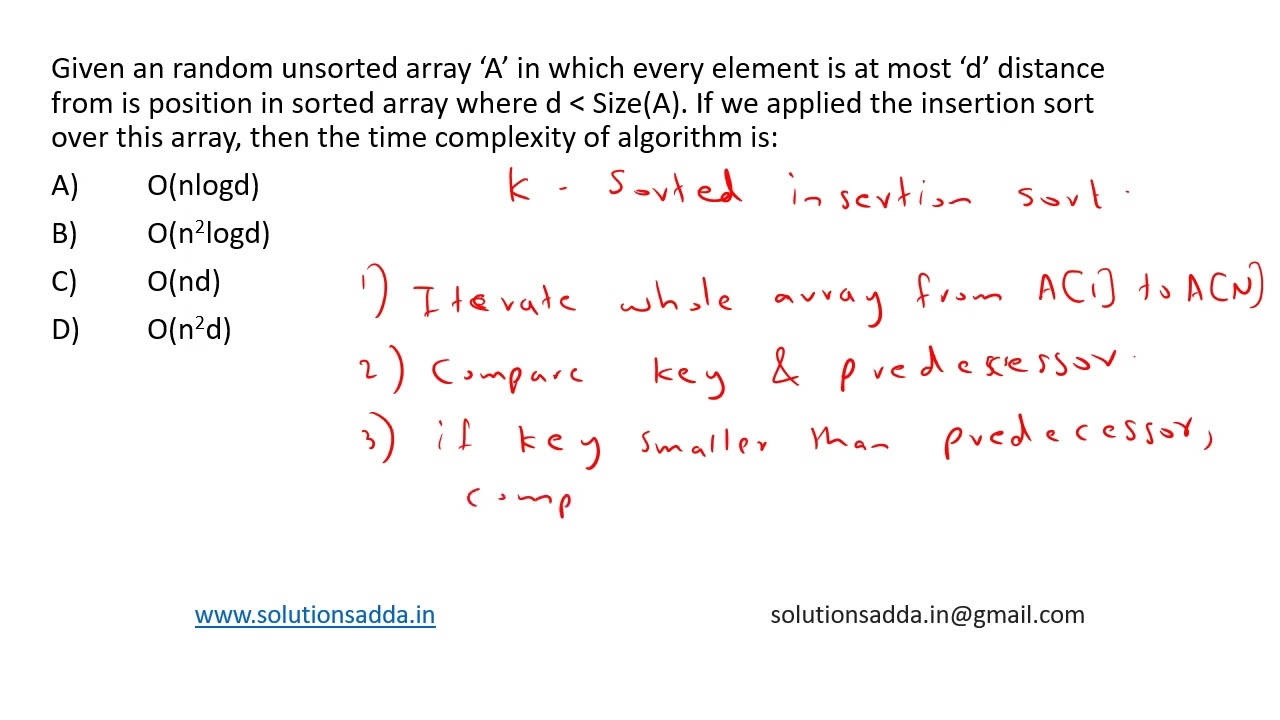 NIC STA 2018 | ALGORITHM | SORTING | NIC TEST SERIES | SOLUTIONS ADDA | PYQS | EXP. BY ISRO AIR-1