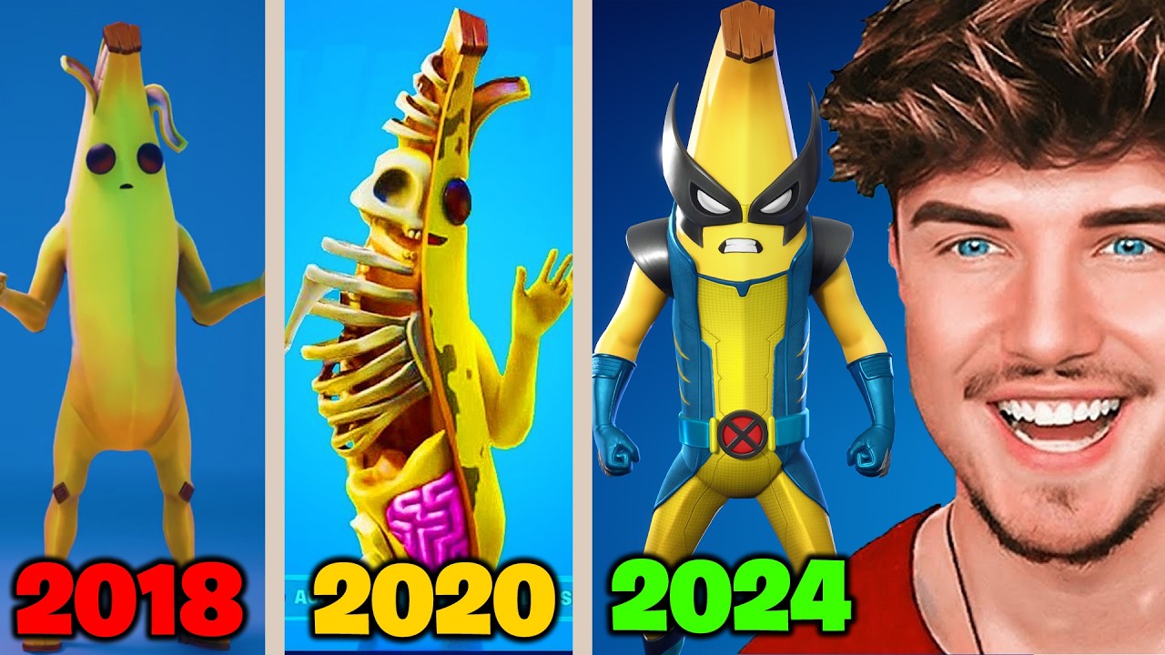 Die Entwicklung von Peely 2018- 2024 in Fortnite (Alle Trailer & Shorts)