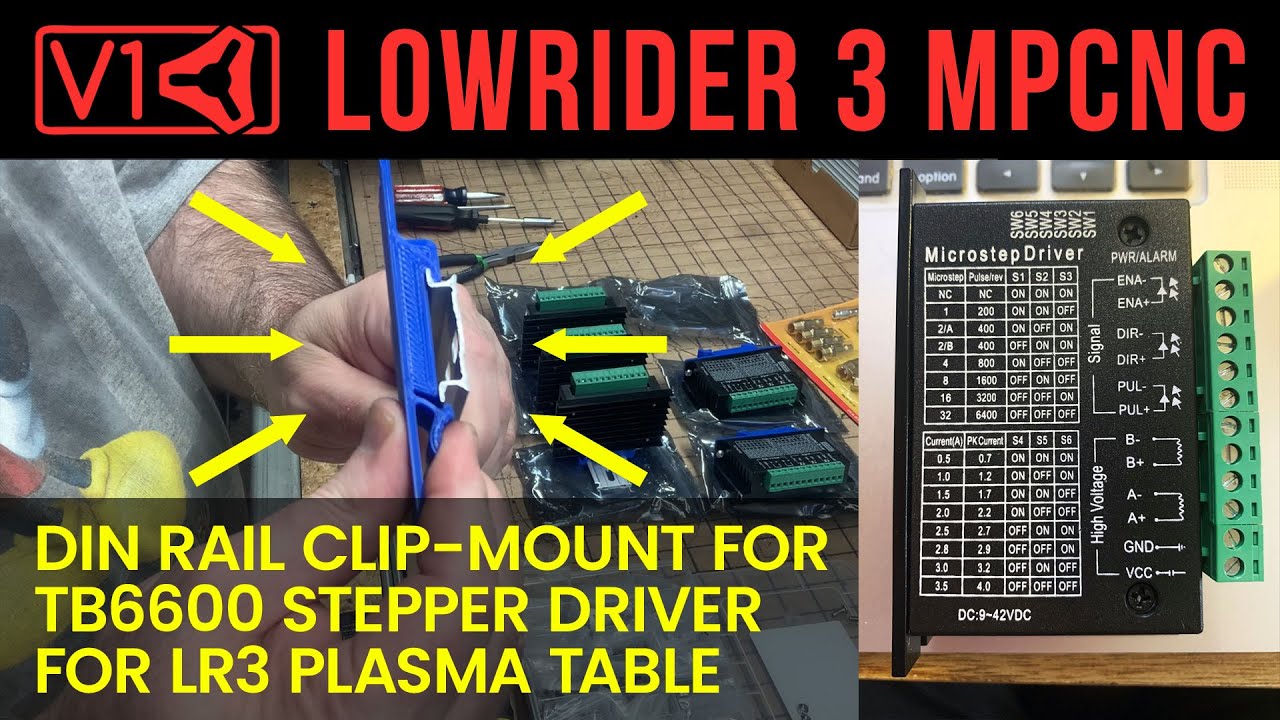 (Option 1 of 2) 3D-printed DIN Rail Clip-Mount for TB6600 Stepper Motor Driver