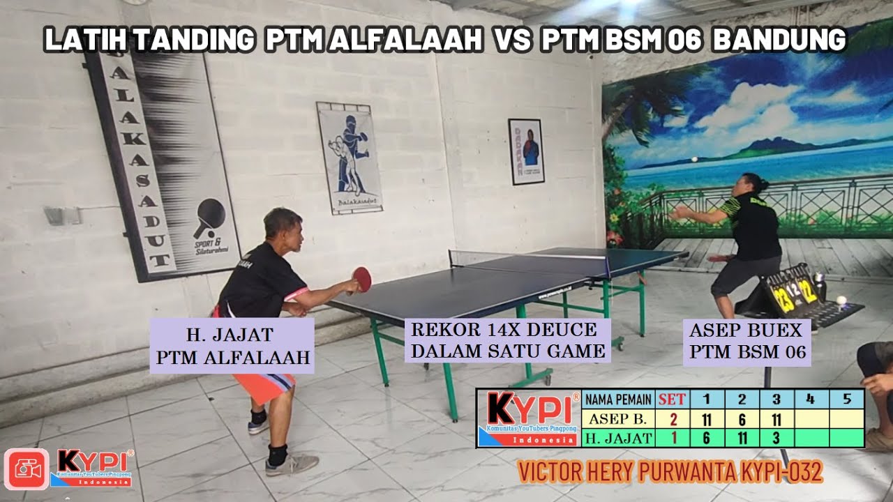 REKOR DEUCE 14X DALAM SATU GAME PERTANDINGAN PINGPONG ANTARA ASEP BUEX VS H.JAJAT