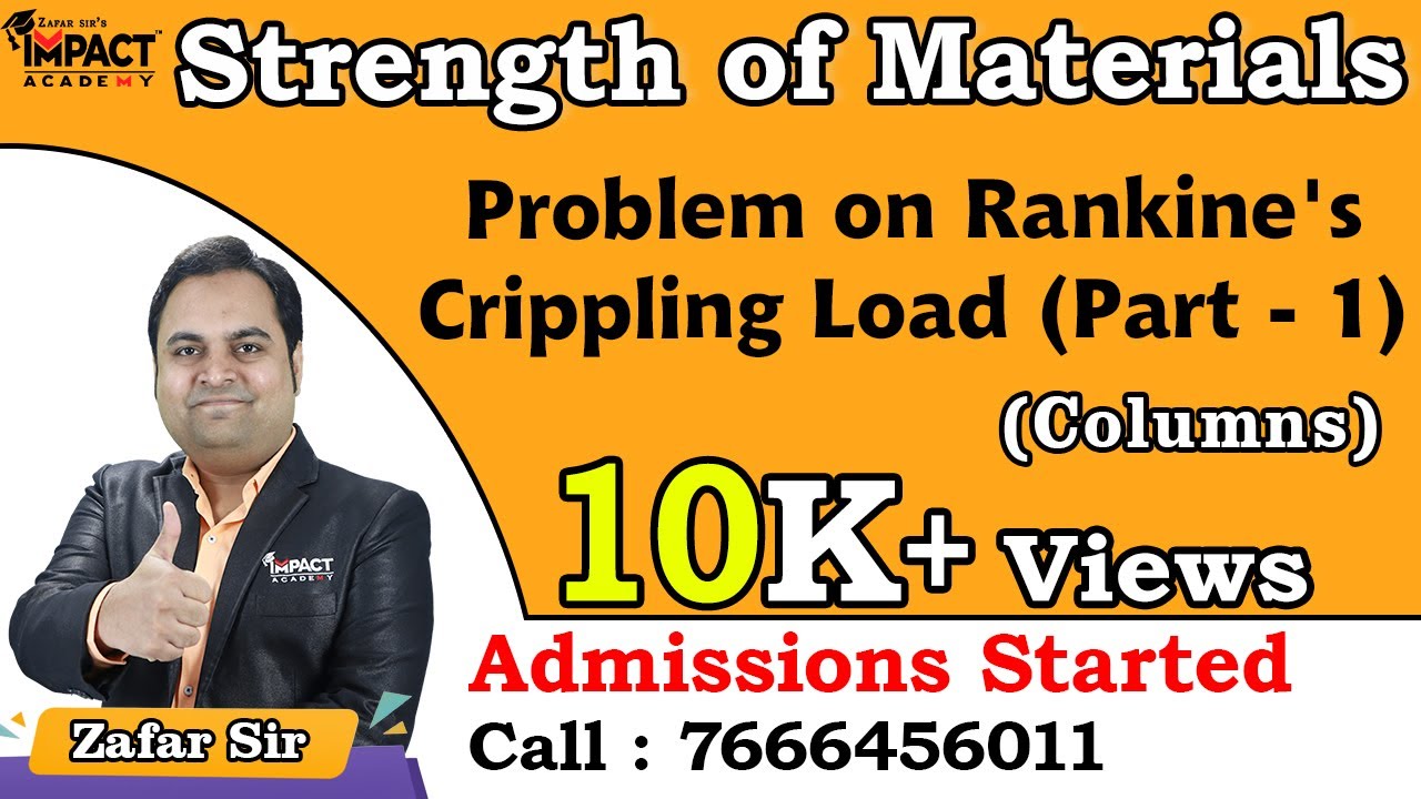 Problem on Rankine's Crippling Load (Part - 1) | Columns | Strength of Materials #engineering #2026