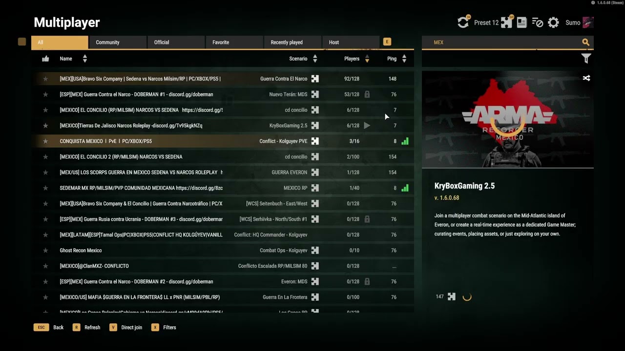 Como entrar a servidores mexicanos en ARMA REFORGER, (PC,XBOX Y PS5)
