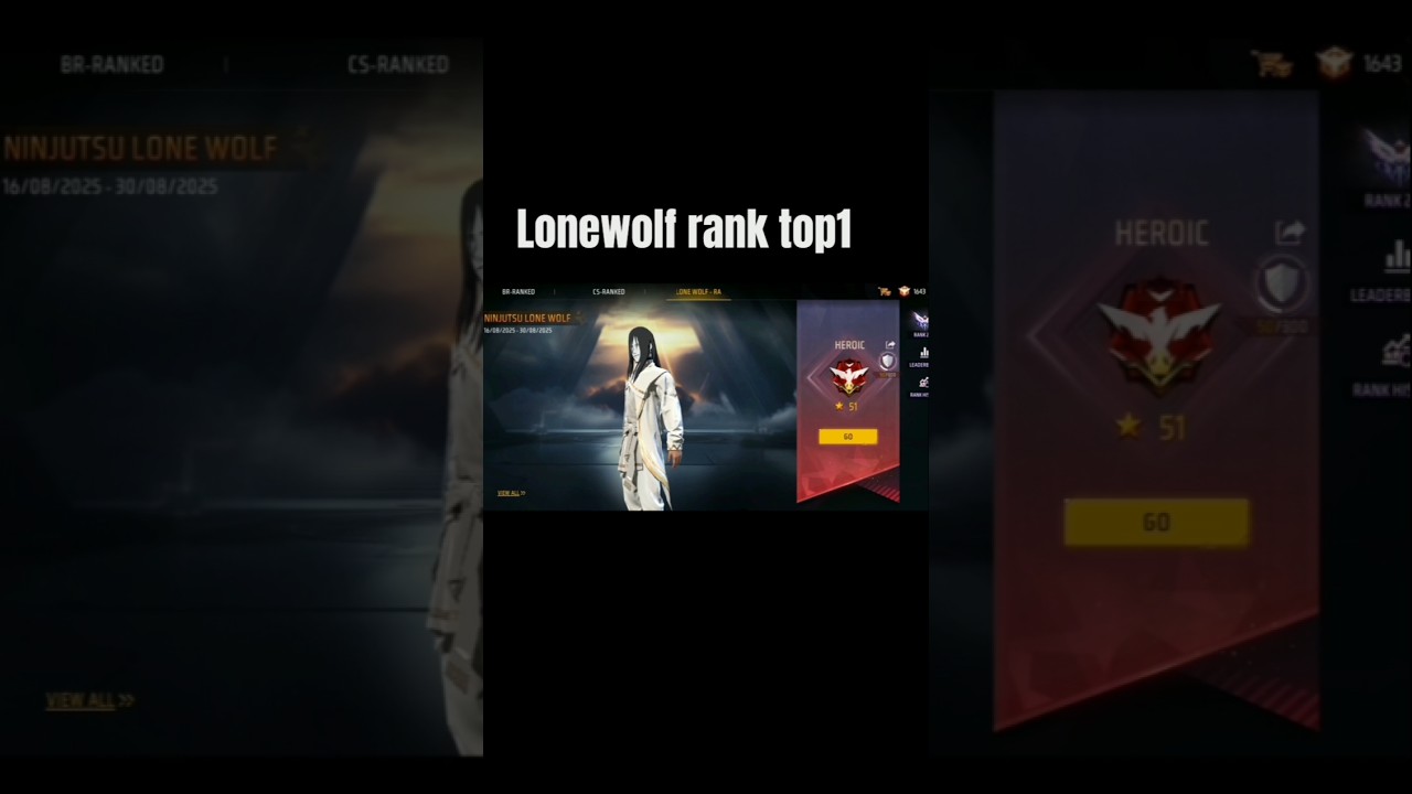 LONE WOLF RANK NEW SEASONEVERY GAME BOOYAH TOP SECRETTRICK#freefire#shorts#shortsfeedNinjutsu lone w