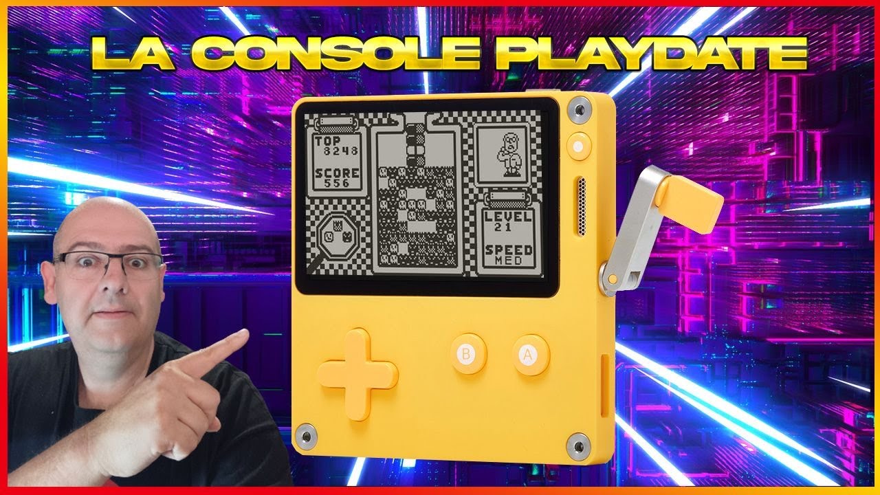 La console portable Playdate Noir  et blanc a manivelle