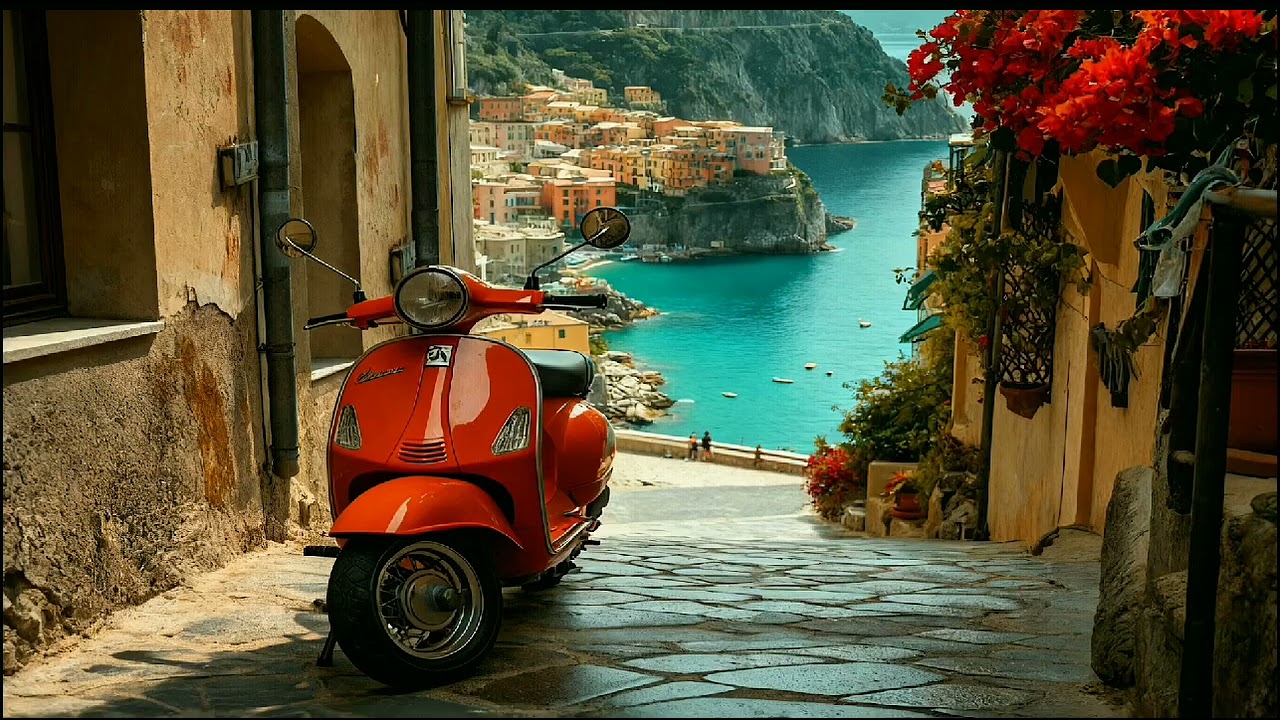 A Scooter And A Beautiful Sea View Tv Wallpaper Background Screensaver Home decor