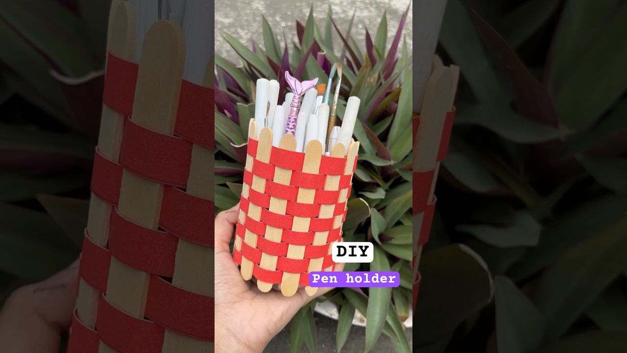 DIY pen holder from ice cream sticks | How to make pen holder at home | #shorts #dailyshorts #craft