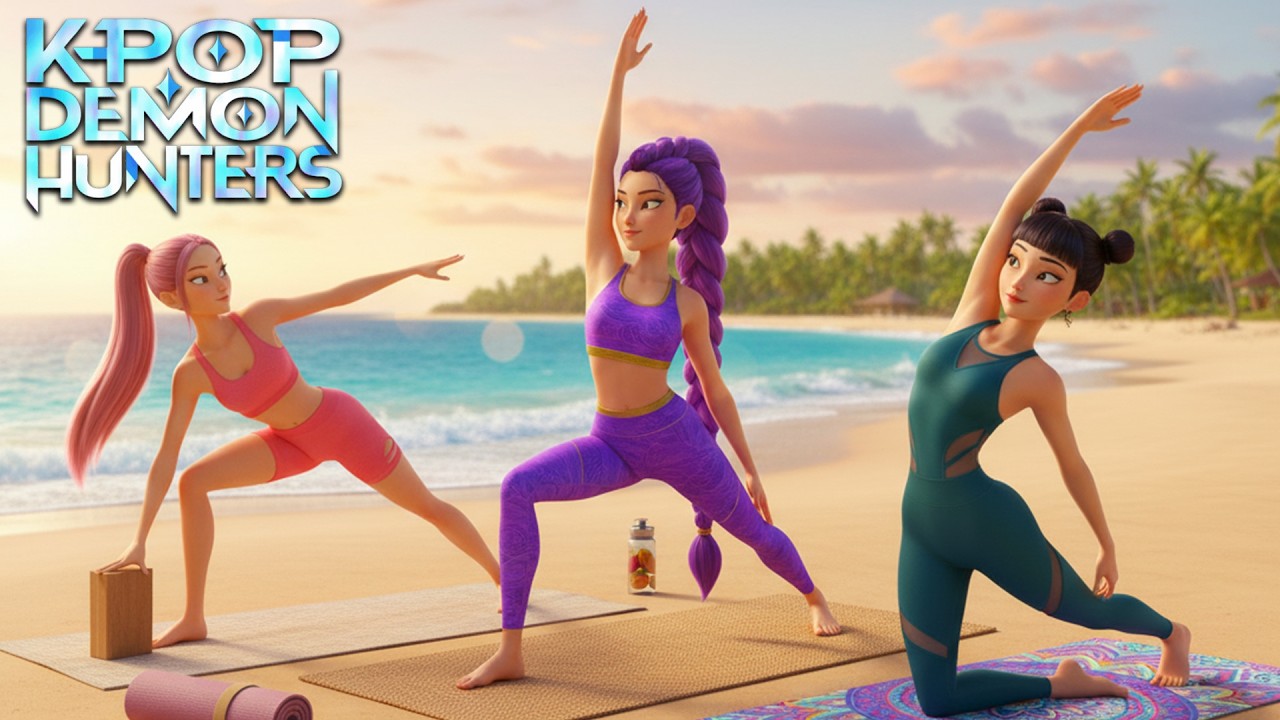 Beach Yoga Song Kpop Demon Hunters | Animated Music Video | Croco Beat