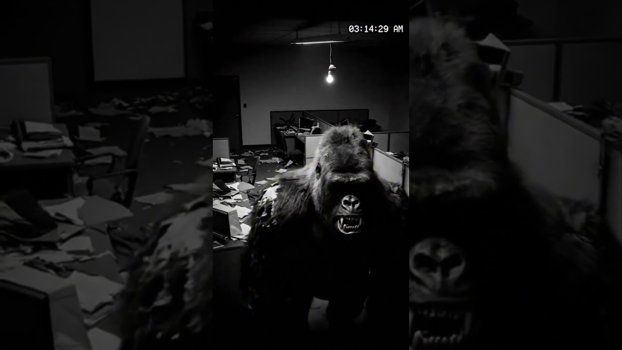 Glitching Gorilla Haunts Empty Office | 3 AM Horror AI Footage