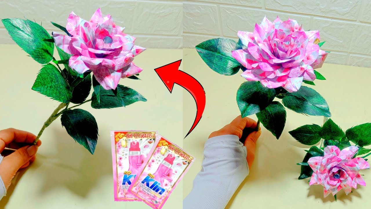 Cara Bikin Bunga Mawar dari Bungkus Sabun liquid | Ide kreatif dari Bekas Deterjen
