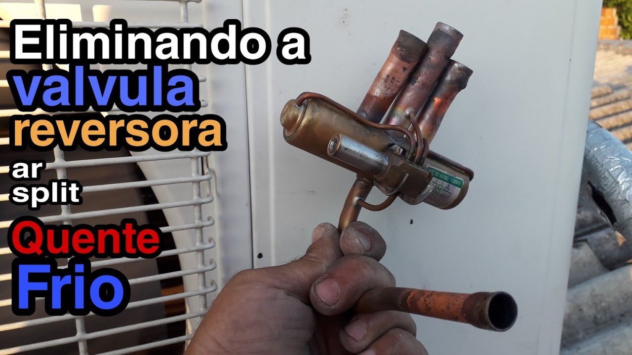 Retirando a valvula reversora do ar split,  transformando em só frio