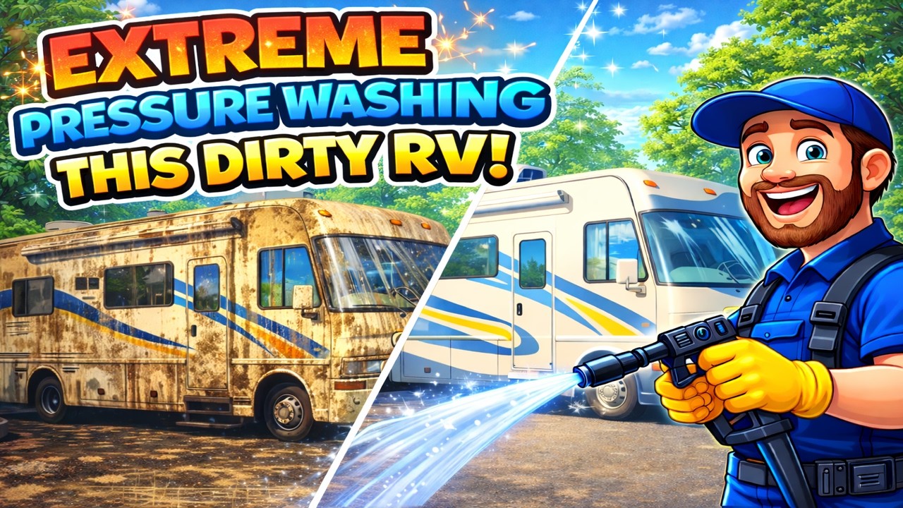 Extreme Pressure Washing This Dirty RV
