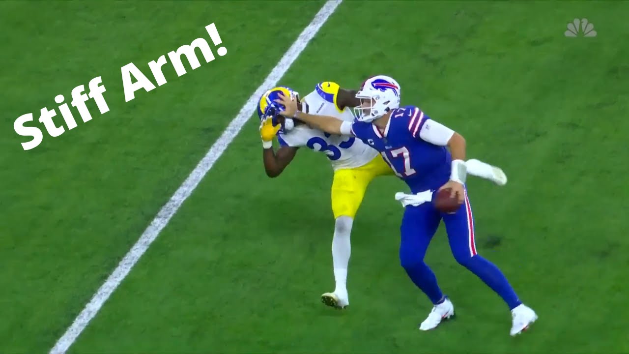 Josh Allen's Derrick Henry like Stiff Arm!