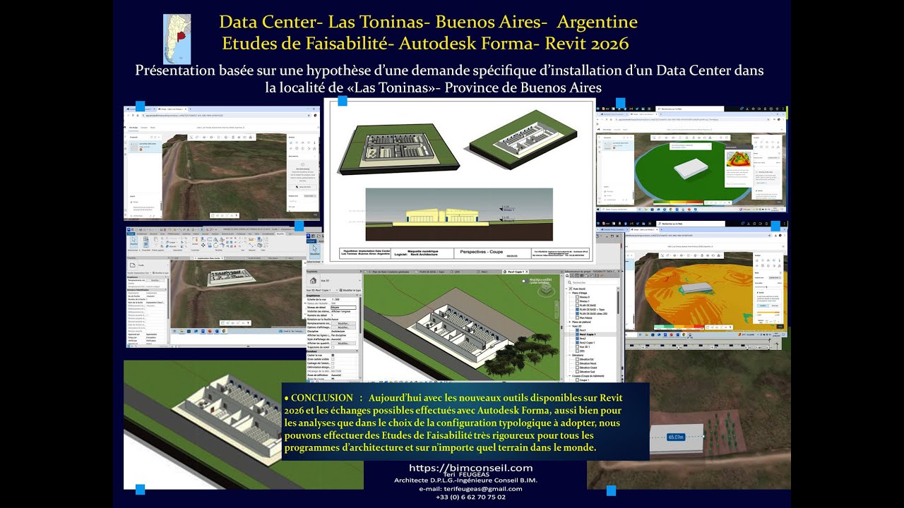 LA FAISABILITE-Data Center à las Toninas Argentine - Revit 2026  Autodesk Forma  Méthodologie B.I.M.