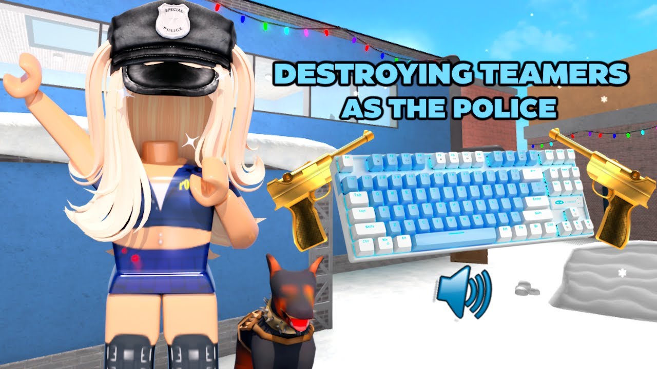 POLICE DESTROYS TEAMERS IN MM2 + GAMEPLAY (KEYBOARD ASMR)