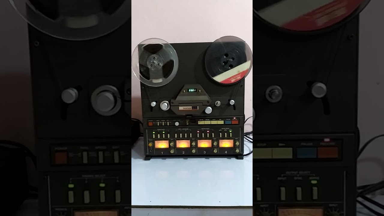 TASCAM 34B reel to reel 4 track spool player recording demo