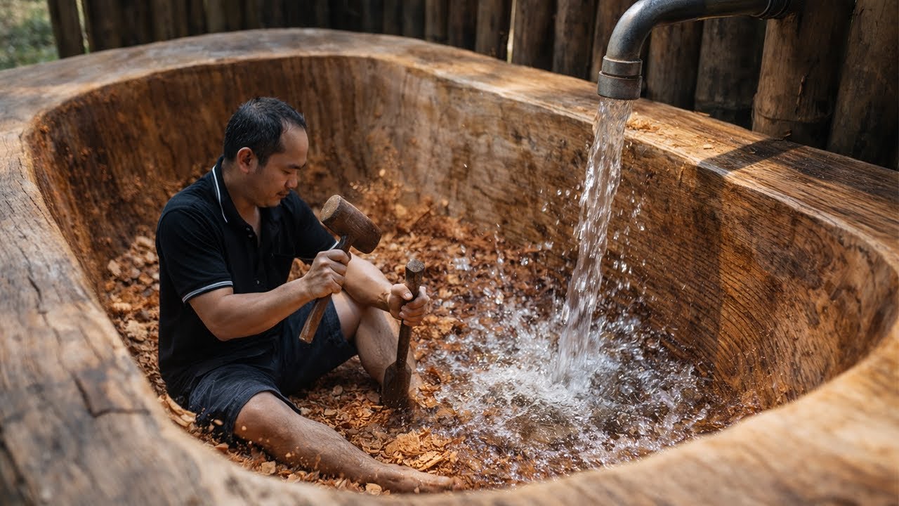 I Tried Making a Sink From Wood (Primitive Way) | by @PrimitiveSkillsnet