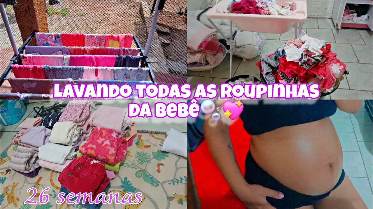 Lavando todas as roupas da bebê enxoval economico mostrei tudo que ela tem🫧💖