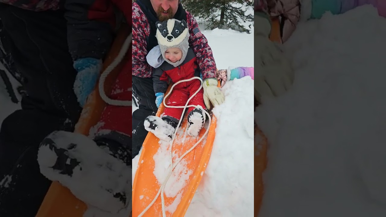 Sledding down the big snow hill!! #sledding #snow #fyp