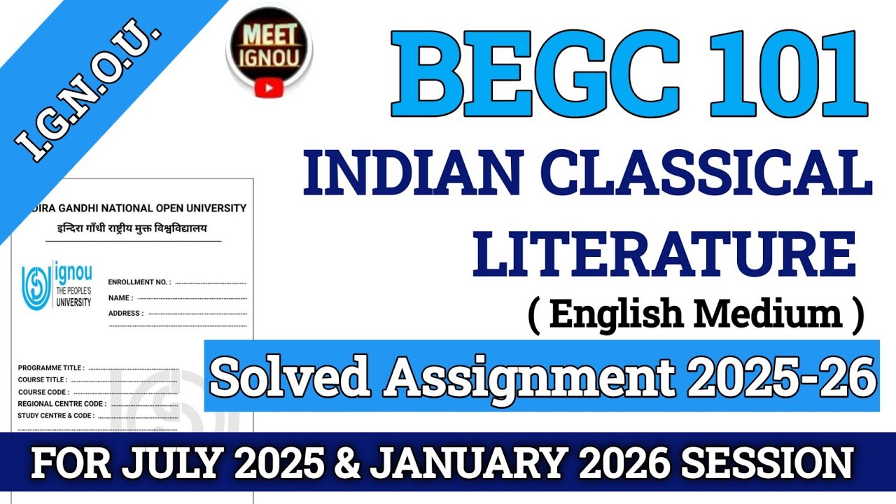 Begc 101 Solved Assignment 2025-26 // Indian Classical Literature // #begc101_ignou #begc101 #begc 