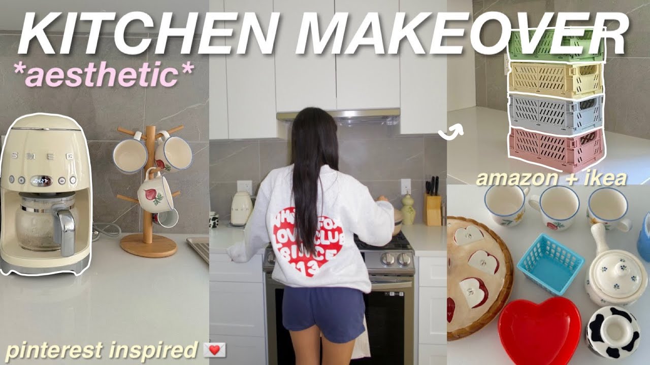 aesthetic kitchen makeover ♡ organization + SMEG appliances + ikea haul *pinterest inspired*