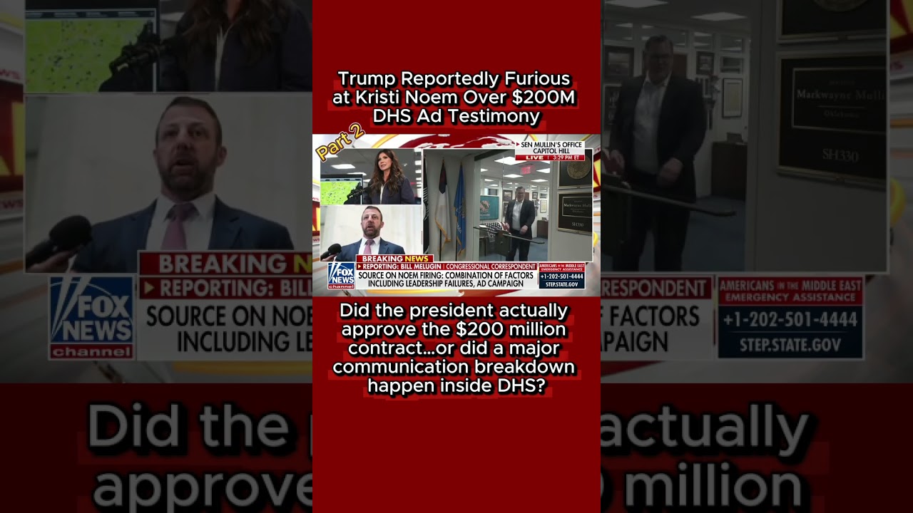 Сообщается, что Трамп в ярости от Кристи Ноэм из-за показаний в Министерстве внутренней безопасно...