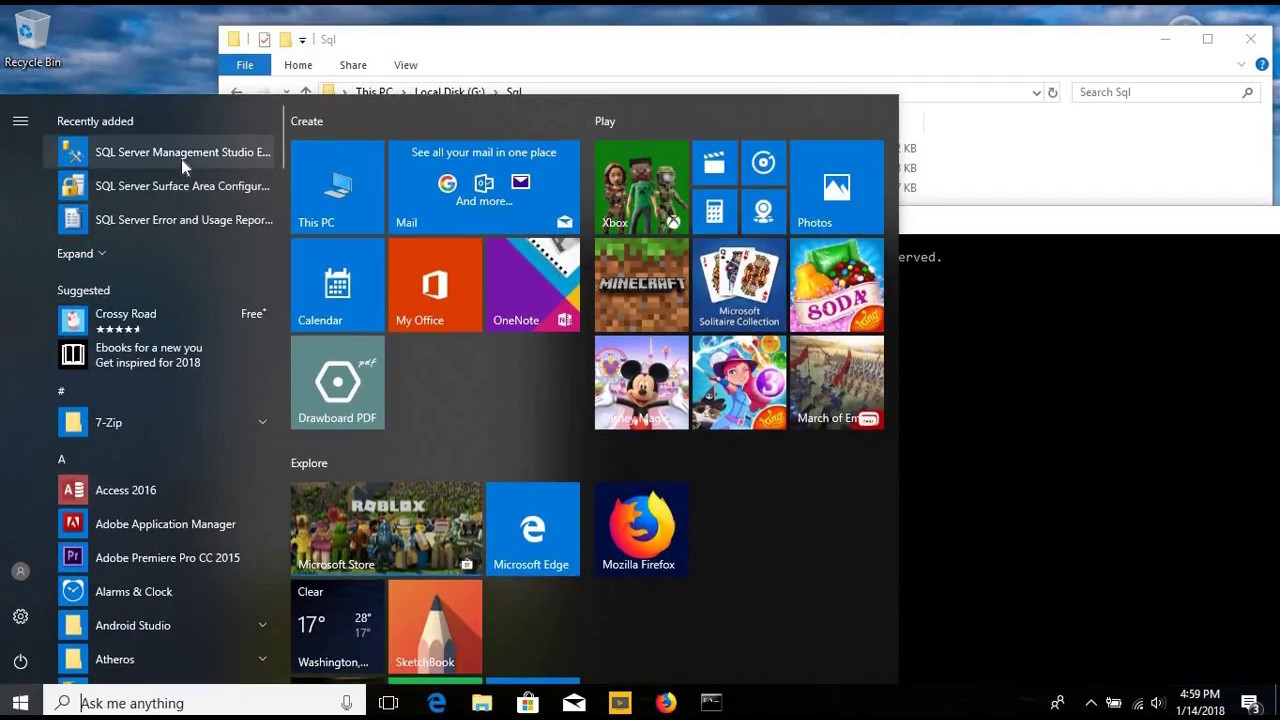 How to install Microsoft sql server management studio 2005 on windows 10