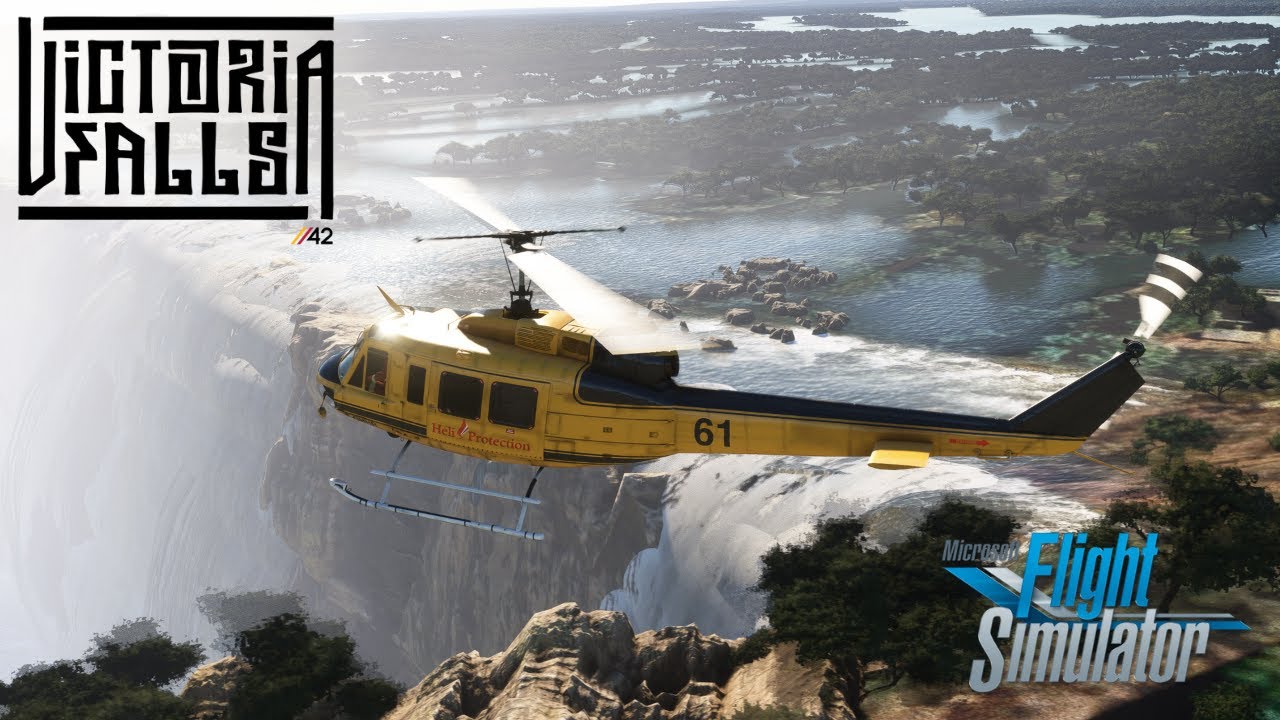 Parallel 42 ZM35 Victoria Falls Review Flight in Taog's Hanger UH-1H Huey Microsoft Flight Simulator