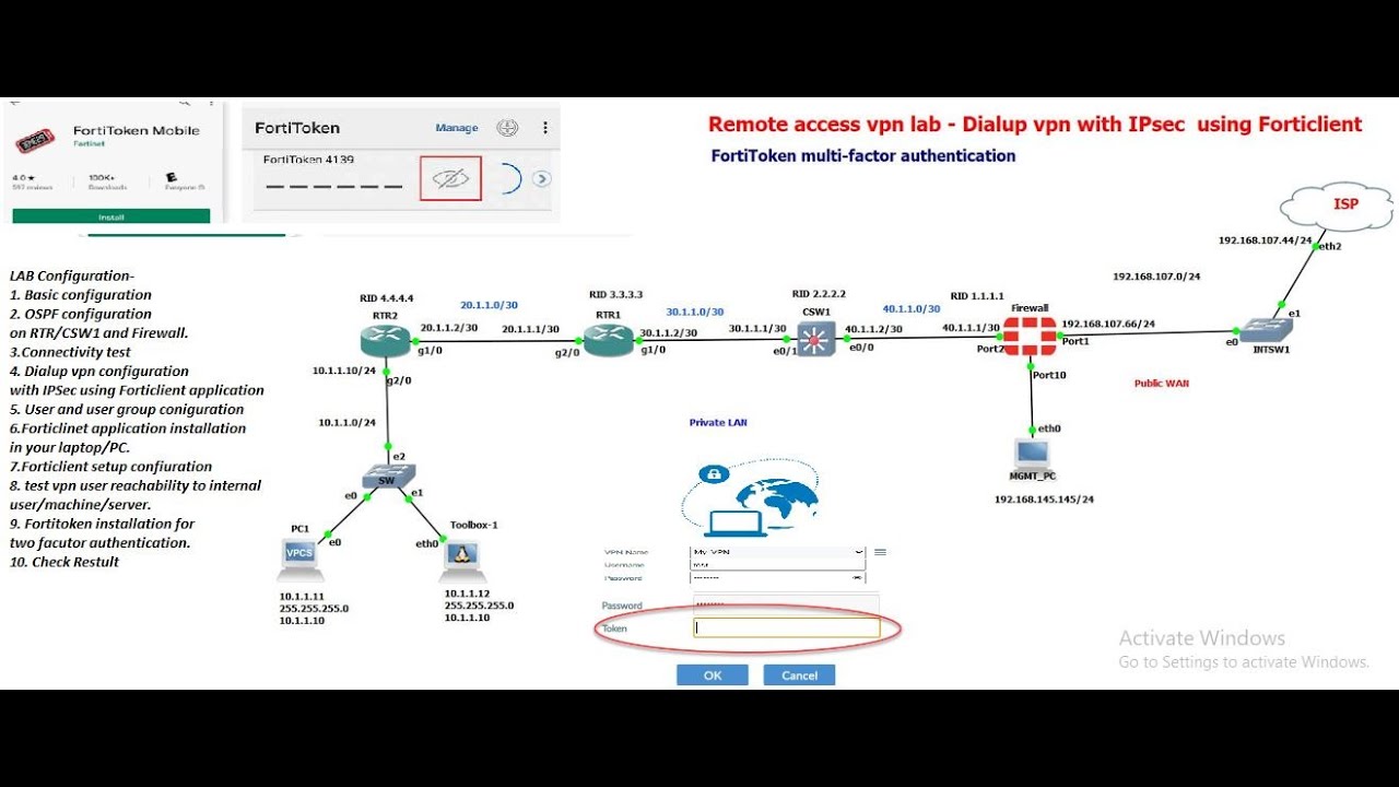 Fortigate Forticient vpn lab setup