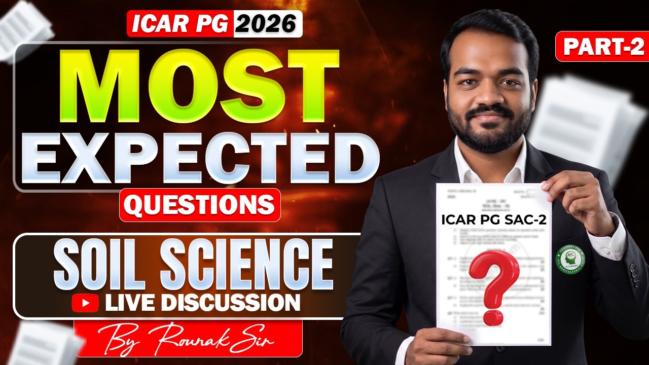 ICAR PG Soil Science Paper-2 (Part - 2) | Most Expected Questions Live Discussion by Rounak Sir