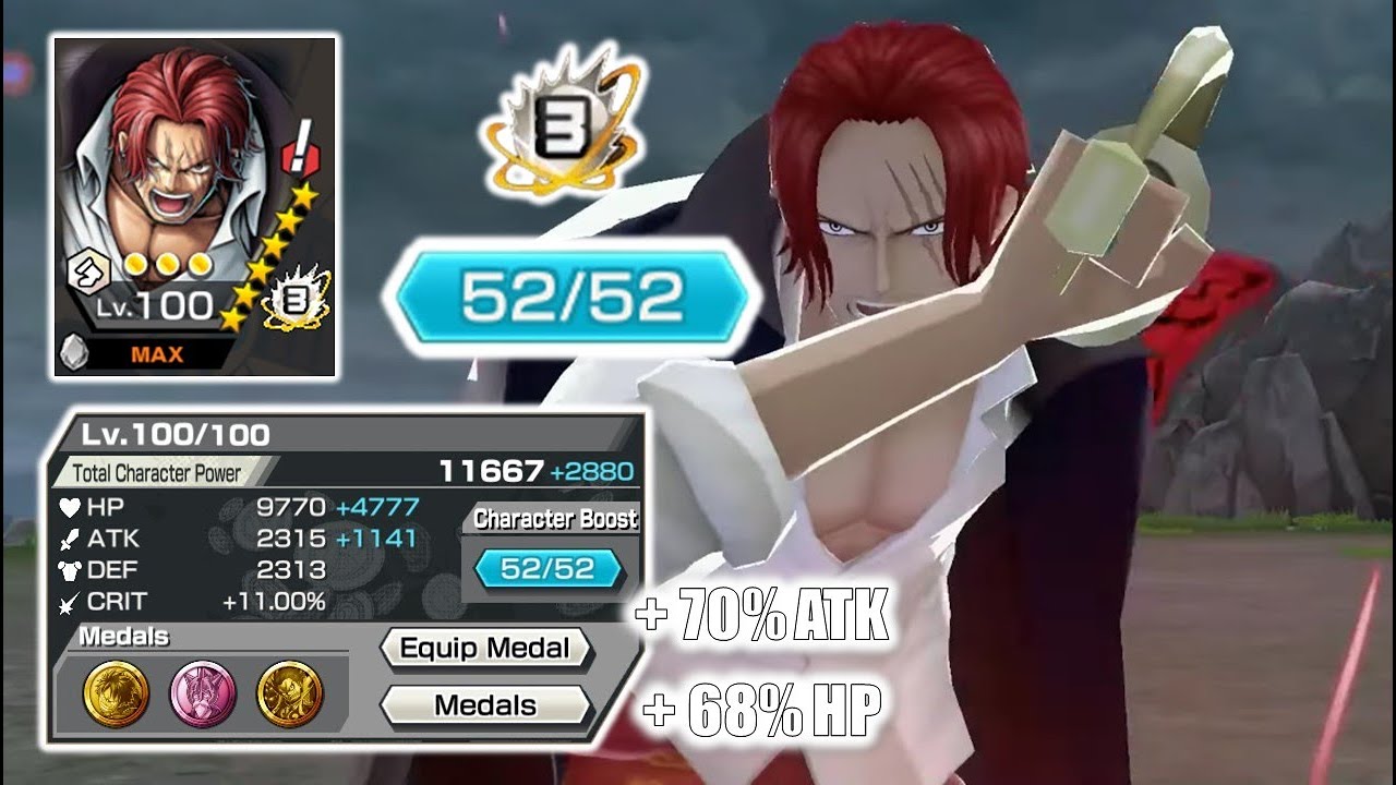 Boost 3 (52/52) Kamusari Shanks Divine Departure Gameplay (Counter Roger) One Piece Bounty Rush OPBR