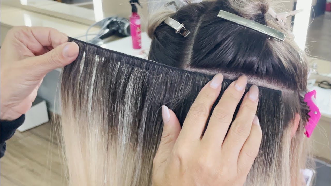 APLICAÇÃO | MEGA HAIR ADESIVO| LOIRO COM RAIZ ESFUMADA