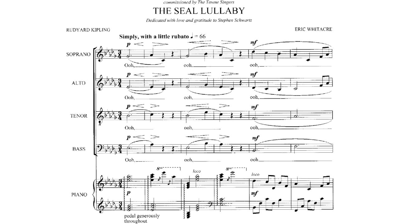 Eric Whitacre - The Seal Lullaby (Sheet music video)