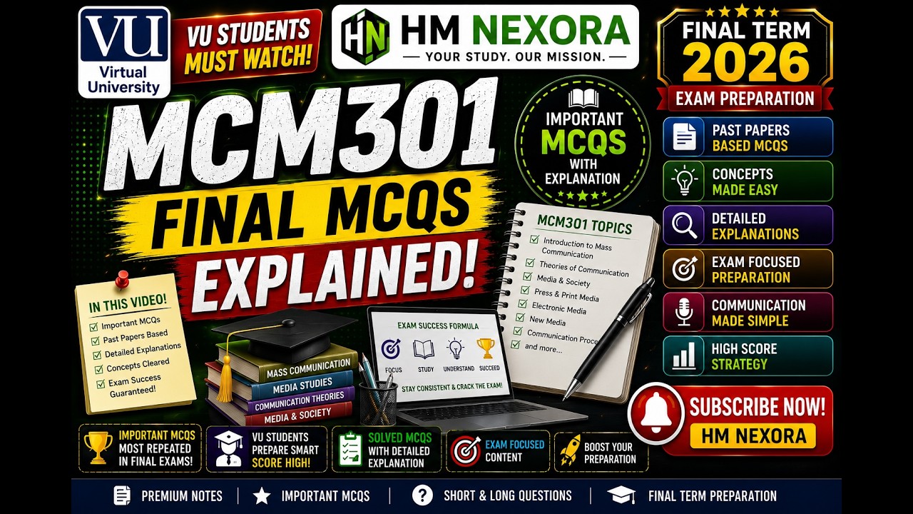 MCM301 Final MCQs Explained | Communication Skills Final Term 2026 | VU Exam Preparation | HM Nexora