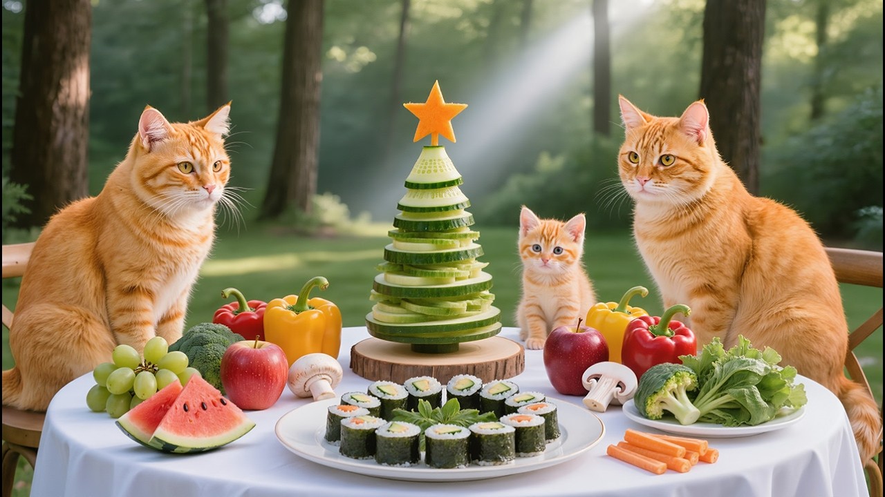Mama Cat Bakes Delicious Vegetable Sweet Cakes – A Creative and Healthy Dessert 🍰🥕🐱✨