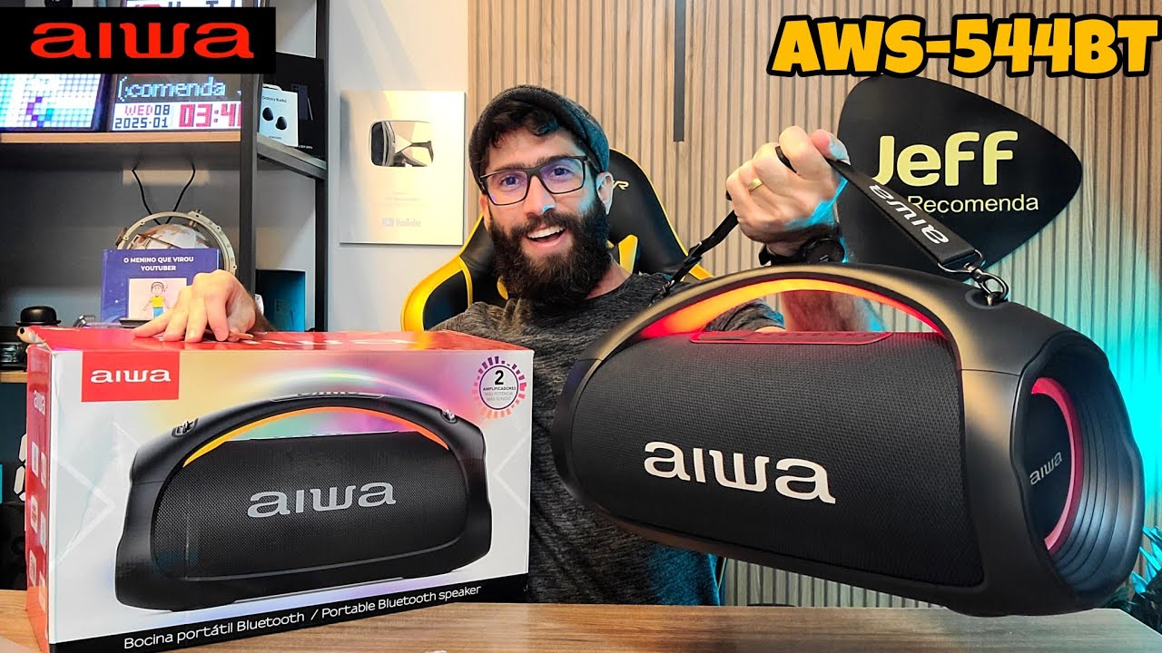AIWA BOOMBOX AWS544BT 220W RMS: Quanta EVOLUÇÃO! Essa caixa de som É SINISTRA! (Unboxing)