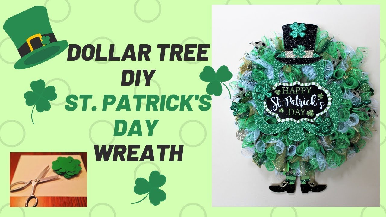 DIY EASY DOLLAR TREE HAPPY ST. PATRICK'S DAY LEPRECHAUN  MESH WREATH | Dollar Tree DIY Decor Wreath