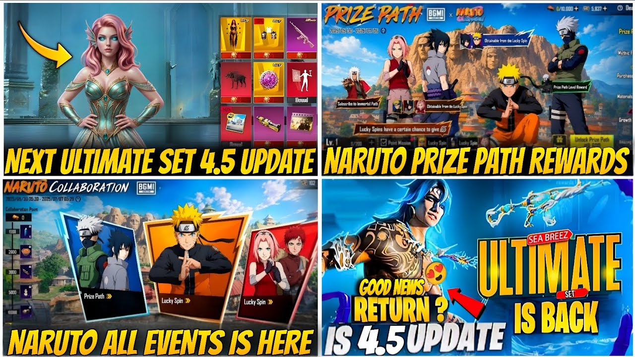 🔴NEXT ULTIMATE SET BGMI 4.5😍| NARUTO PRIZE PATH EVENT BGMI 4.5🔥| TIDAL M416🌊RETURNING ULTIMATE BGMI✅