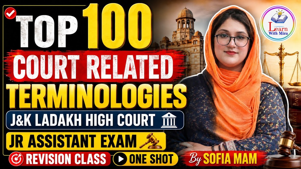 TOP 100 COURT RELATED TERMINOLOGIES || FOR J&K LADAKH HIGH COURT JUNIOR ASSISTANT 2026  EXAM .